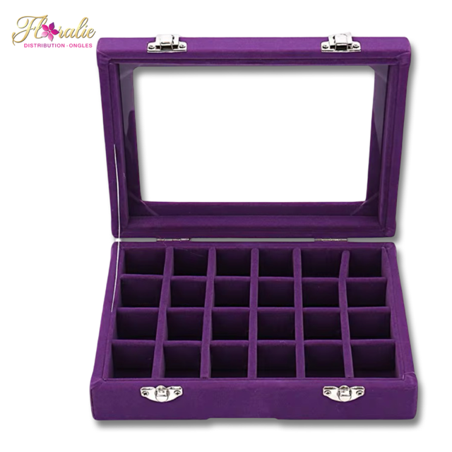Boîtier chic en velours avec couvercle vitré (violet royal)