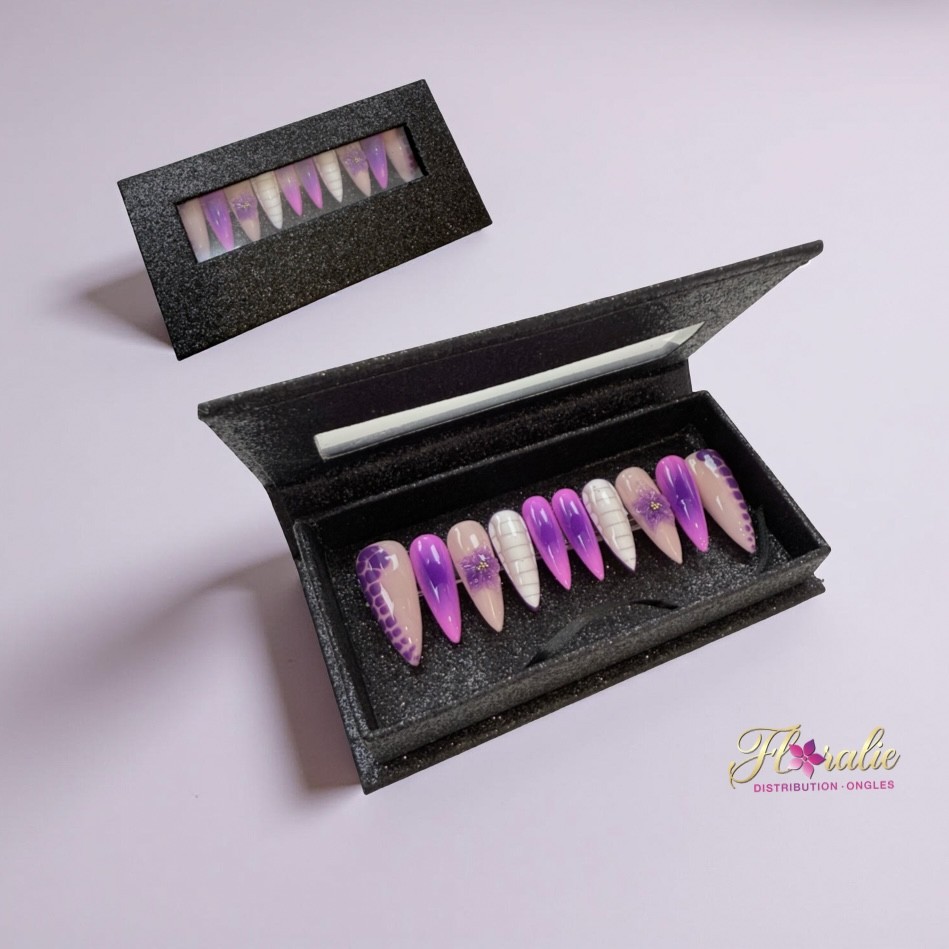 Boîte de présentation pour ongles prêt-à-porter –Noir