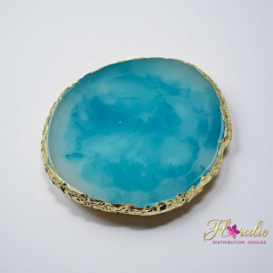 Plaquette Cristal – Bleu Océan avec contour doré